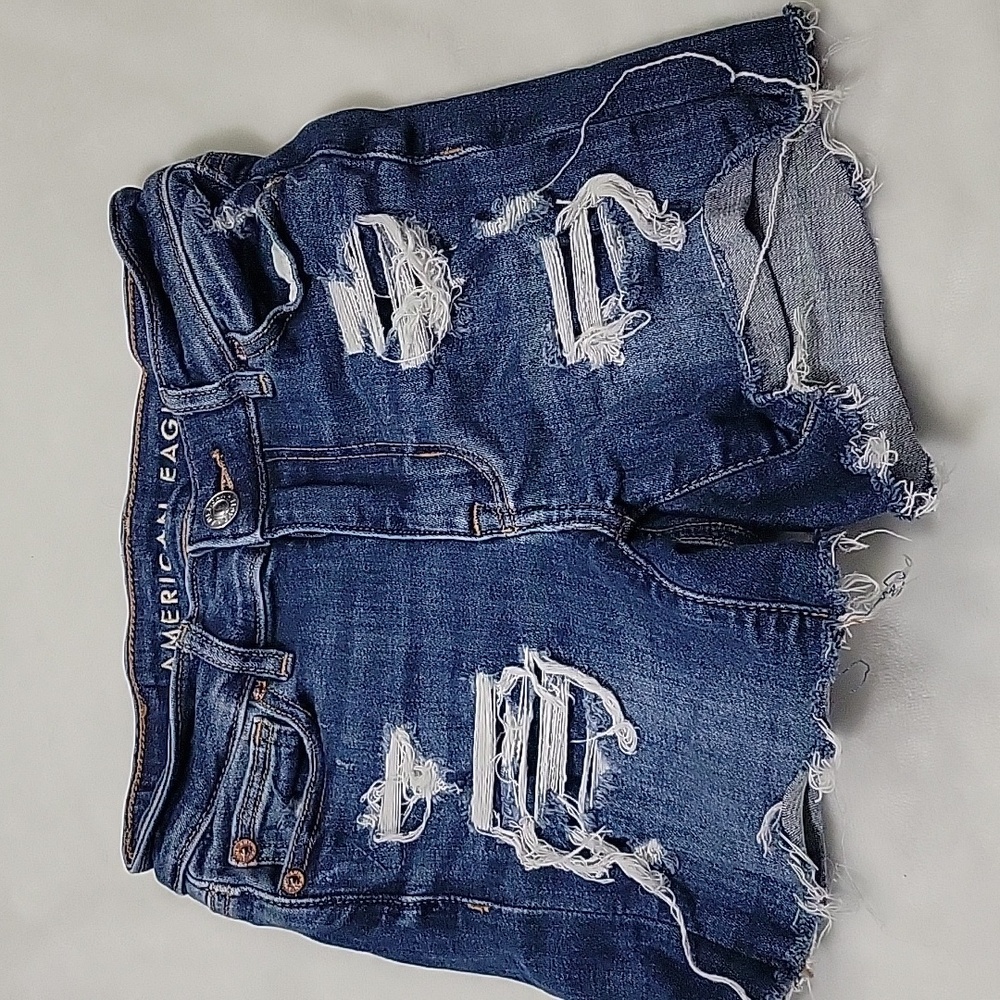American Eagle Next Level Stretch High V-Rise Shortie Denim Short sz 000